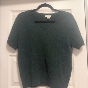 Calvin Klein Dark Green V-Neck Short Sleeve Sweater